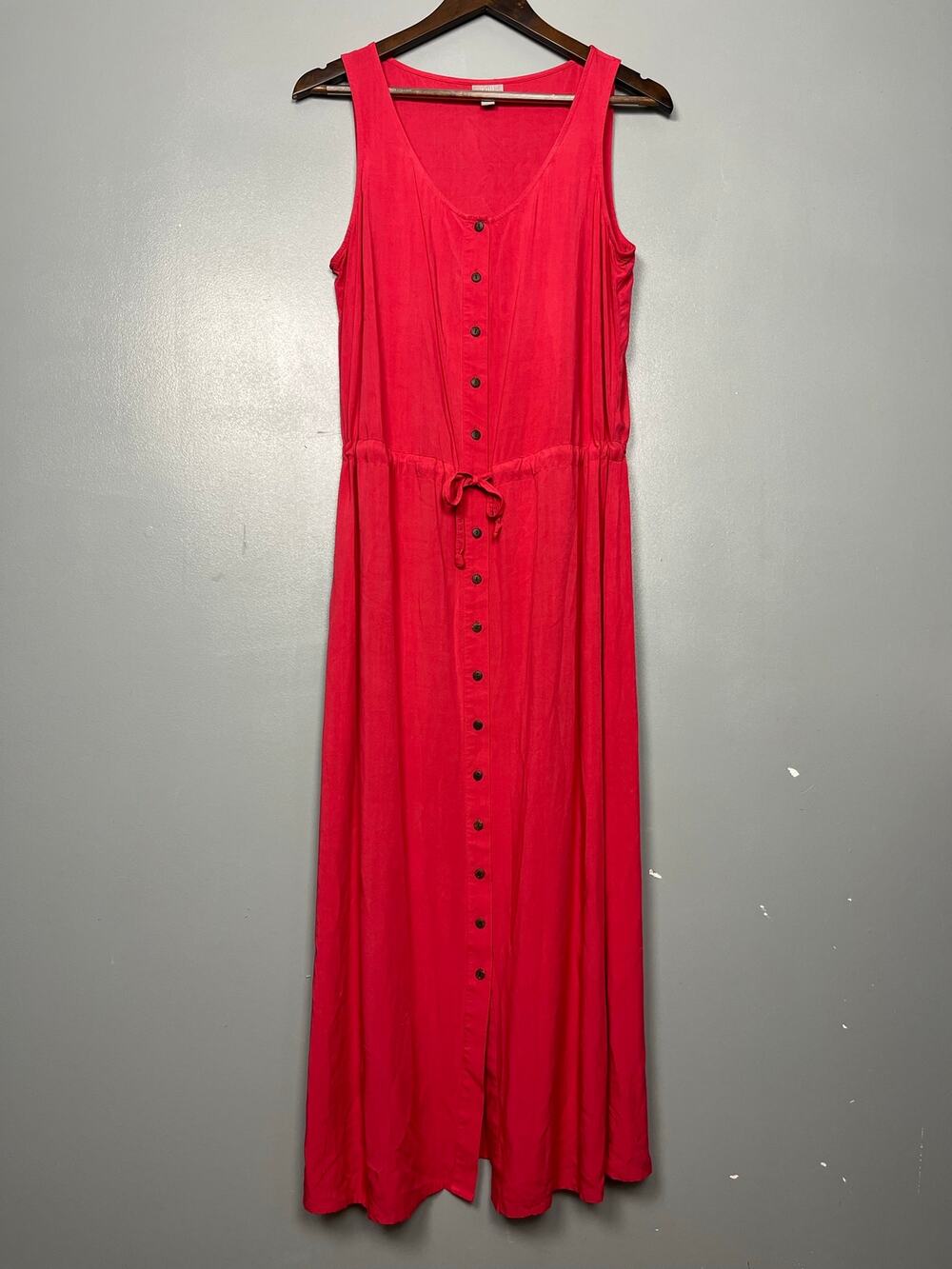 J. Jill Button Front Maxi Shirt Dress Sleeveless Butter Mom 90s Casual Size M